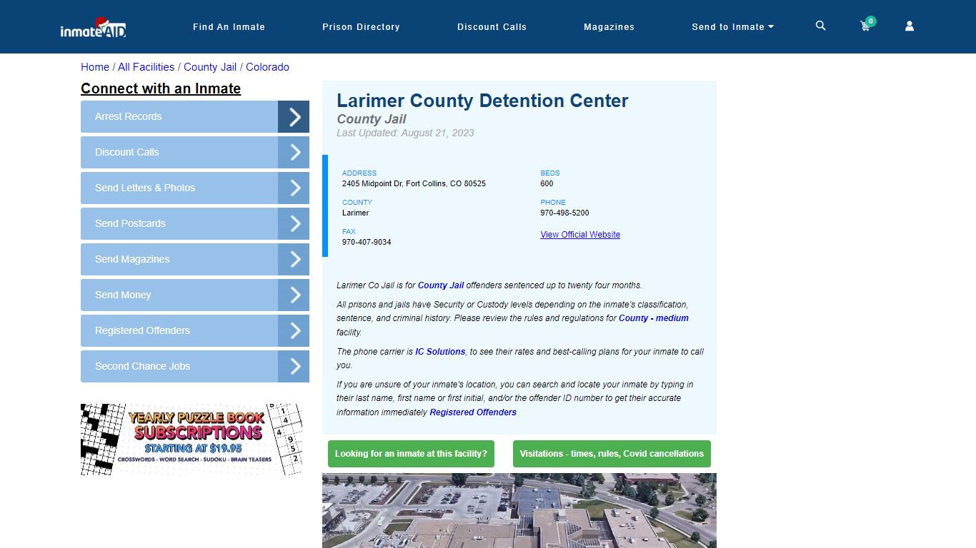 Larimer County Detention Center - Inmate Locator - Fort Collins, CO